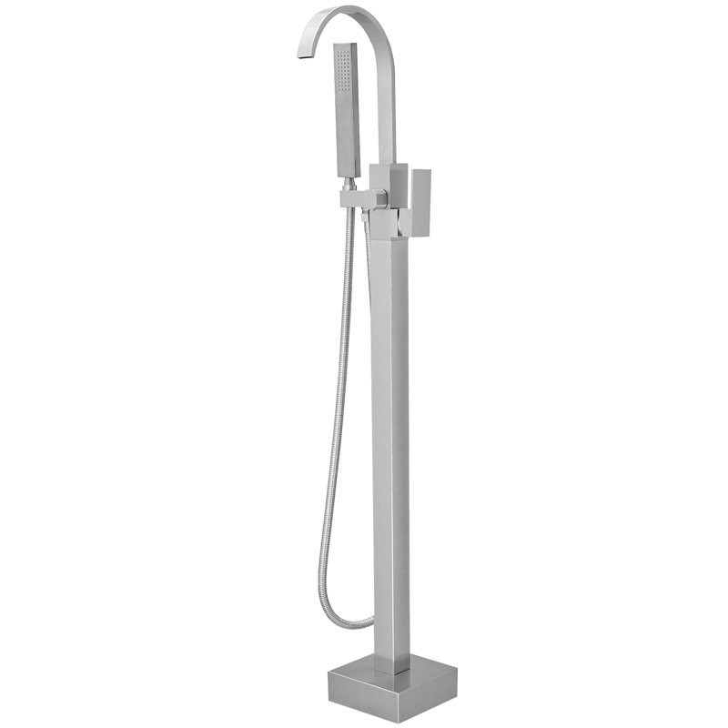 VIBRANTBATH  Urban Stream Brushed Nickel 1-handle Freestanding High-arc Bathtub Faucet with Hand Shower ( Valve Included )