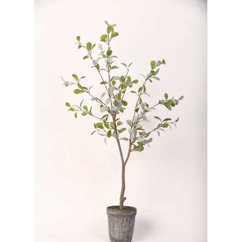 Faux Eucalyptus Tree in Stone Planter