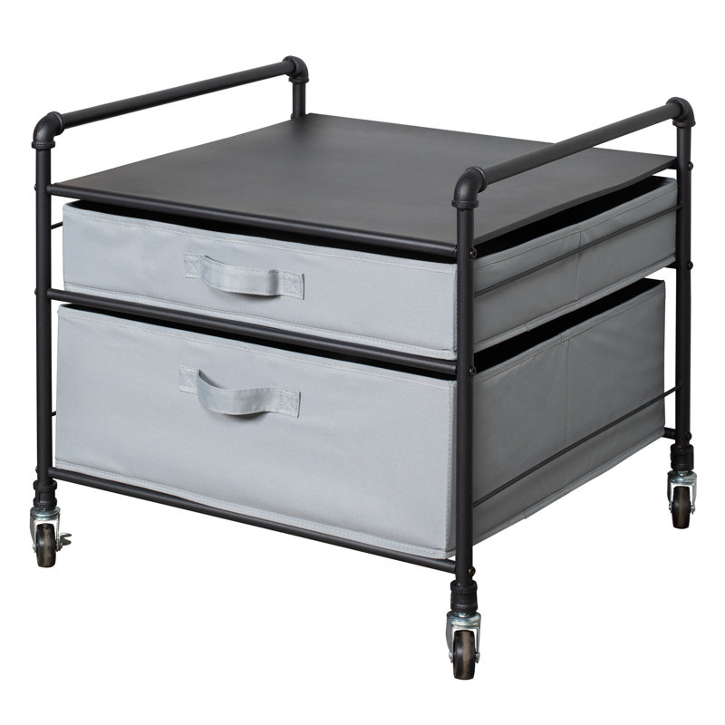 Commode de rangement 2 tiroirs pour réfrigérateur, Noir / gris clair