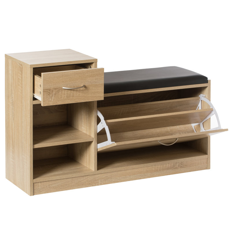 Gerred Upholstered Storage Bench, Oak