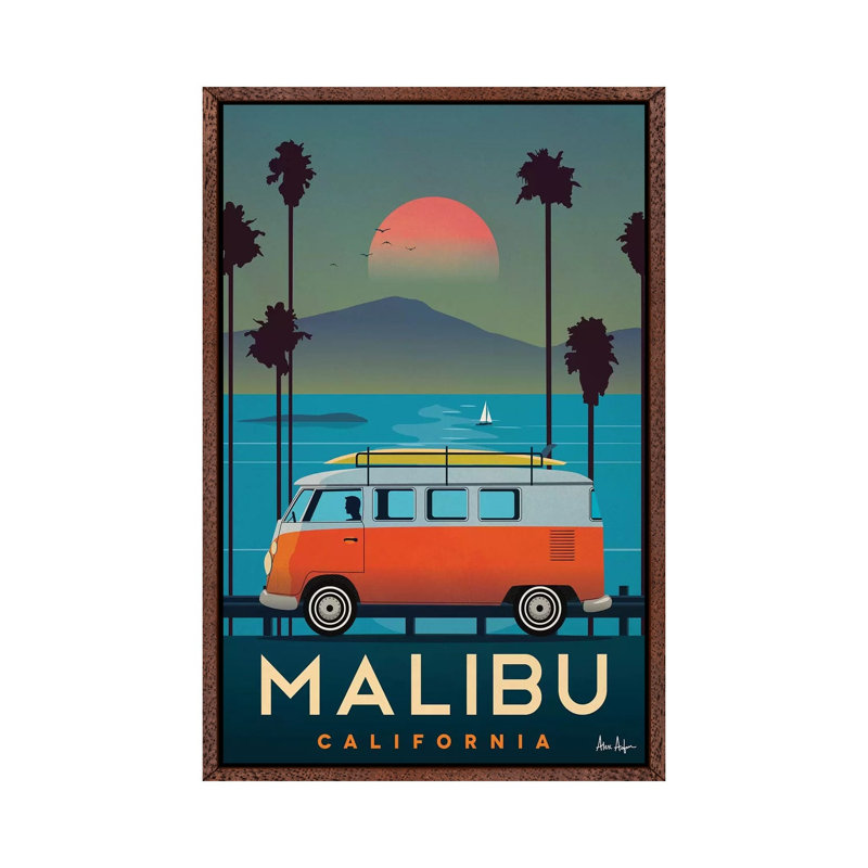 Malibu - Painting on Canvas, 66.04cm H x 45.72cm W x 3.81cm D, Brown Framed