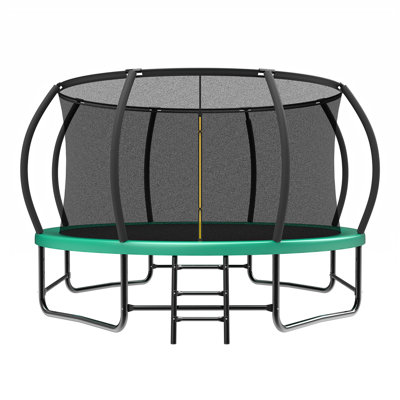 Trampoline 14FT avec enceinte - Trampolines récréatives avec échelle et revêtement anti-rouille, trampoline extérieur homologué ASTM pour enfants