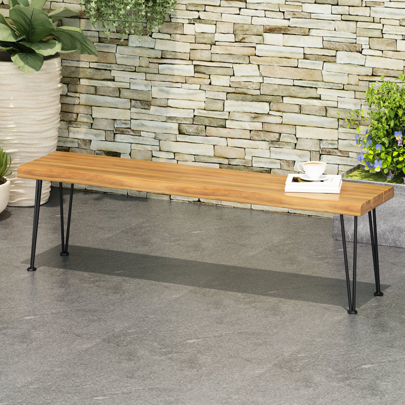 Banc industriel en bois de qualité avec un bord rectangulaire moderne au design exquis et frais