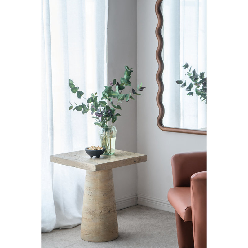 Table d'appoint fabriquée en magnésium, 20 x 20 x 24 po, finition crème, plateau et piédestal carrés, polyvalente pour les tables de chevet, les tables de vestibule, les supports à plantes, la base de piédestal pour maison moderne, l'addition