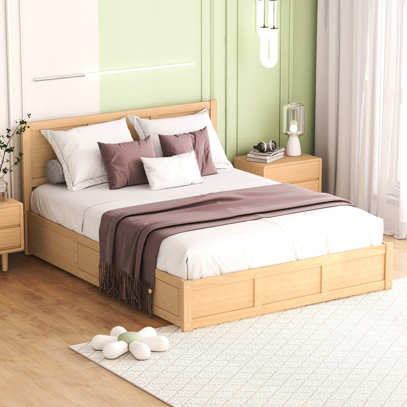 Lit plateforme en bois avec rangement 2 tiroirs sous le lit