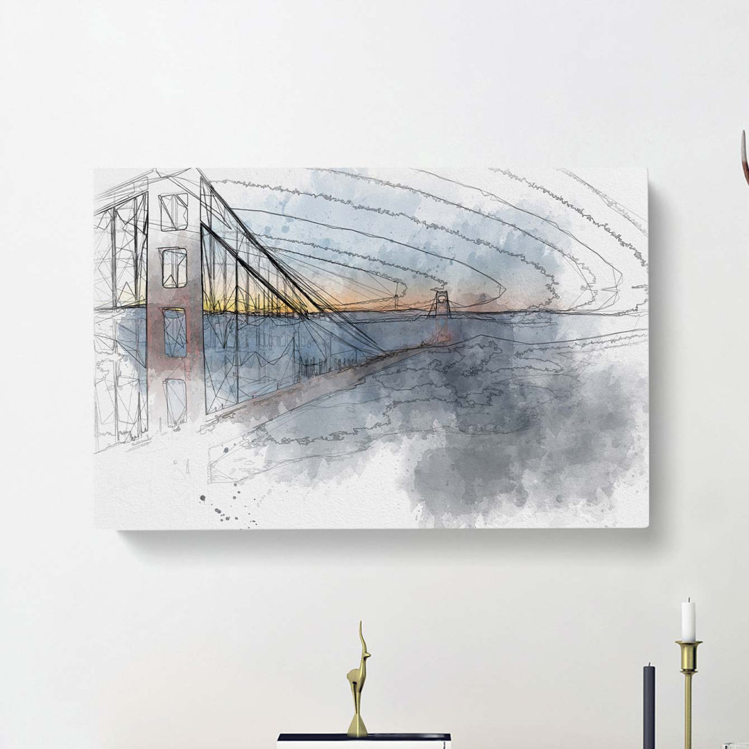 The Golden Gate Bridge in Abstract - Wrapped Canvas