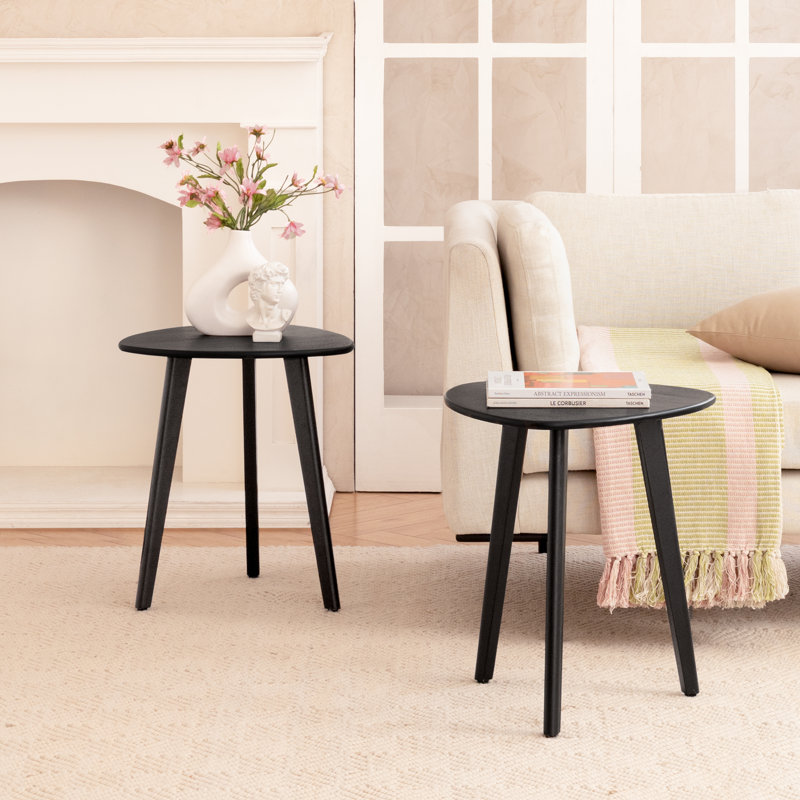 Axel Solid Wood End Tables, Black, 20" H x 18" W x 18" D
