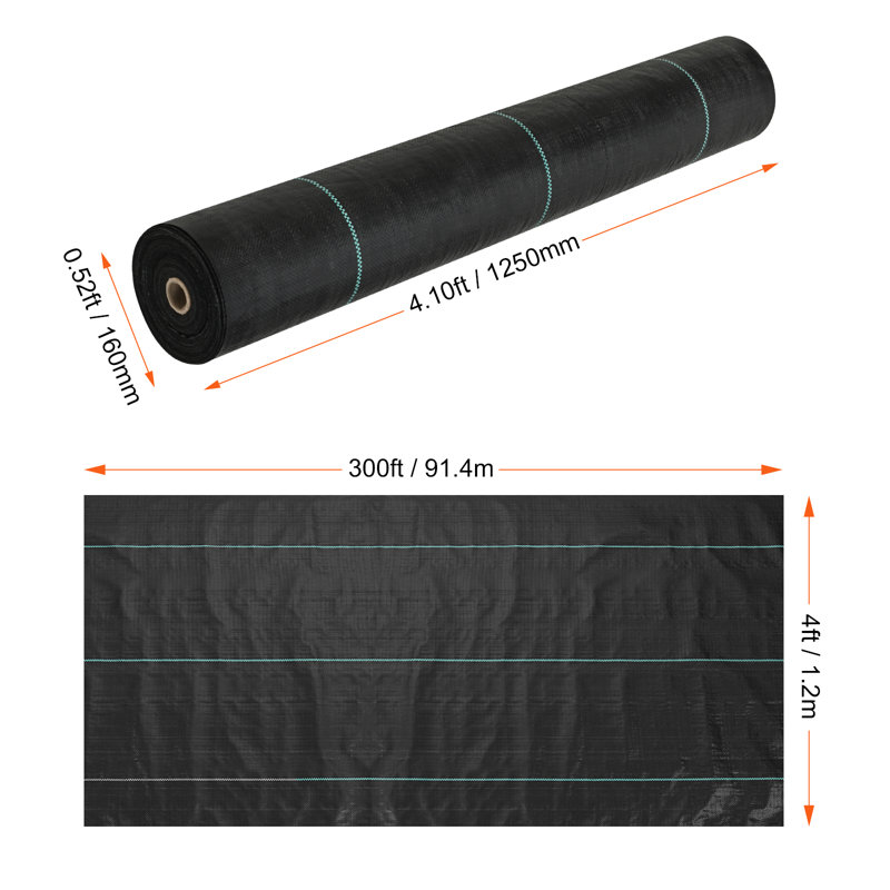Heavy Duty Black Polypropylene Weed Barrier Fabric Roll