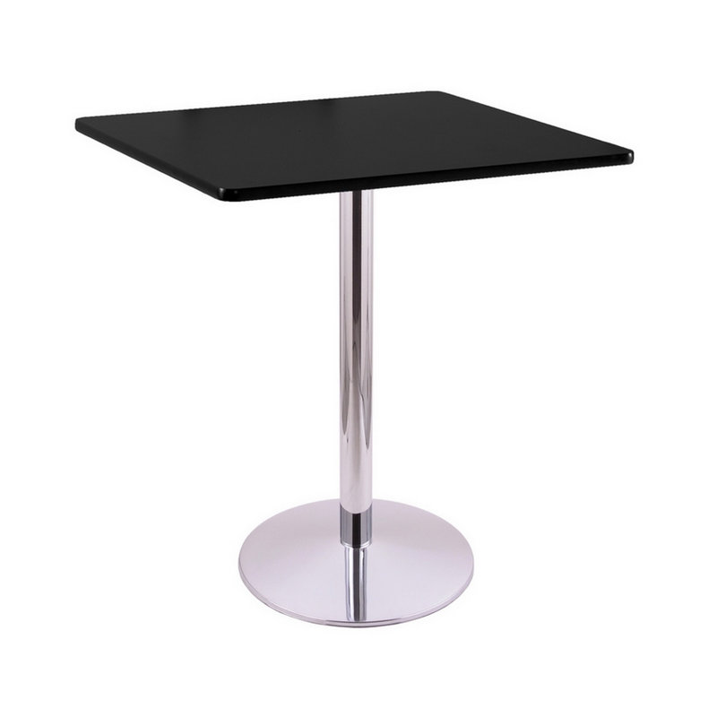 Square with Steel Base Dining Table, Chrome, 36" x 36"