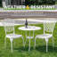 Ensemble de 2 bistro de patio, aluminium coulé, ensemble d'extérieur avec trou pour parasol, ensemble de table et de chaises 3 pièces, ensemble de bistro pour cour / jardin / pelouse, blanc