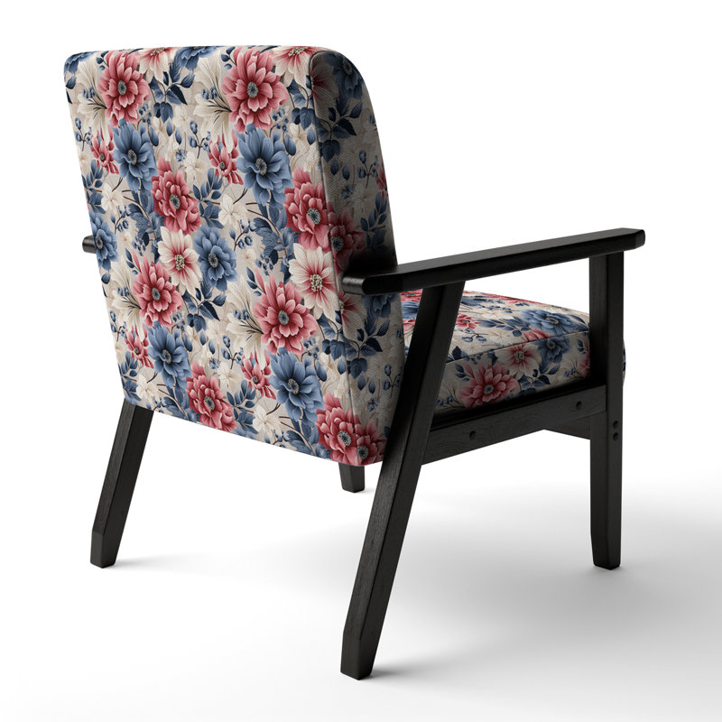 Motif de fleurs de ferme rose et bleu - Fauteuil de ferme rembourré, chaise d'appoint rose
