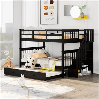 Stairway Full-Over-Full Bunk Bed With Twin Size Trundle