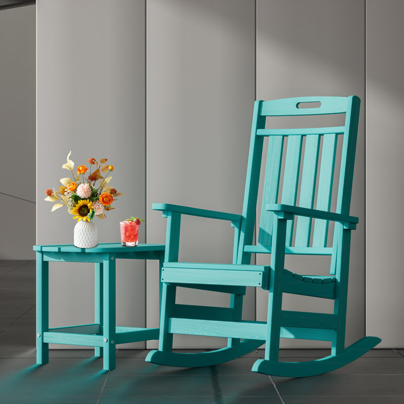 Set of 2 HDPE Rocking Chairs – All-Weather Heavy-Duty Patio Rockers with High Back for Porch, Lawn & Garden Comfort