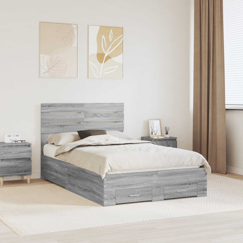 Bed, European Double (140 x 200 cm), Grey Sonoma