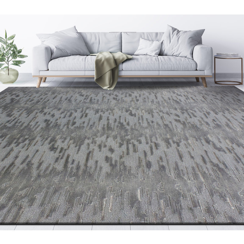 Camouflage Area Rug in Silver/Gray, Rectangle 8' x 10'