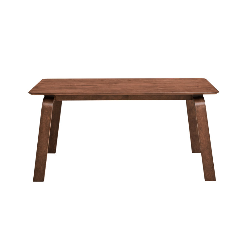 Table de salle à manger en noyer, espace de repas spacieux, pieds en bois cintré, matériau synthétique, espace de finition attrayant classique, pieds, charme intemporel