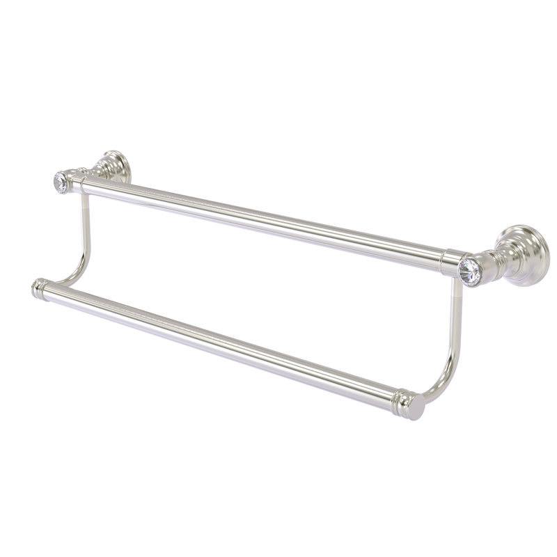 Porte-serviettes mural double 36 po Freyja, Nickel satiné, H 5,5 po x l 18 po x P 5,2 po