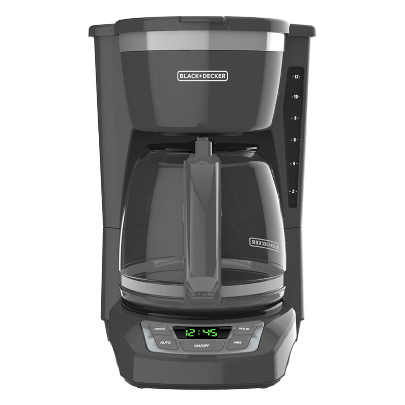 Cafetière programmable noire et grise 12 tasses