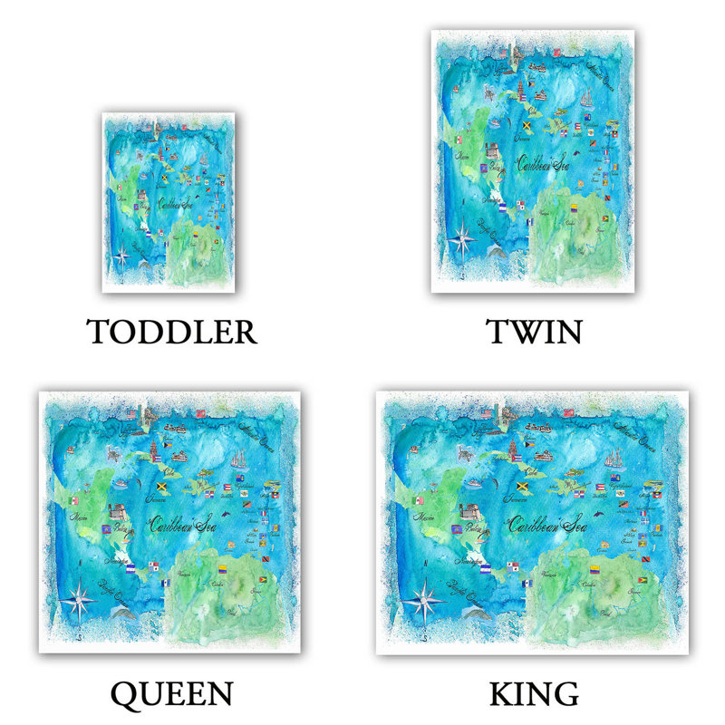 Ensemble de housse de couette en microfibre DiaNoche par Markus Bleichner - Caribbean Travel Map