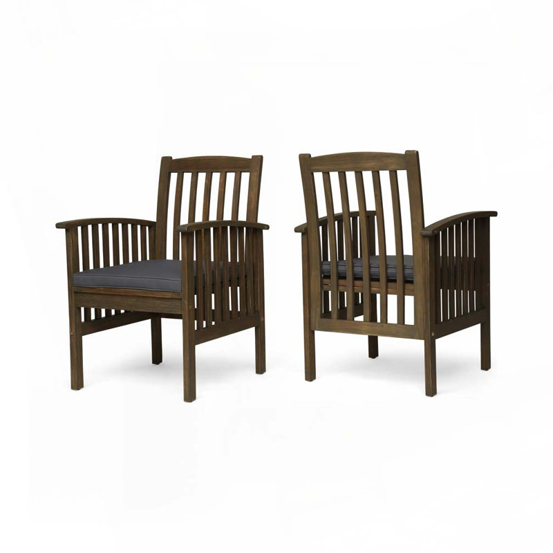 Fauteuil d'extérieur en bois d'acacia, Gris, Gris