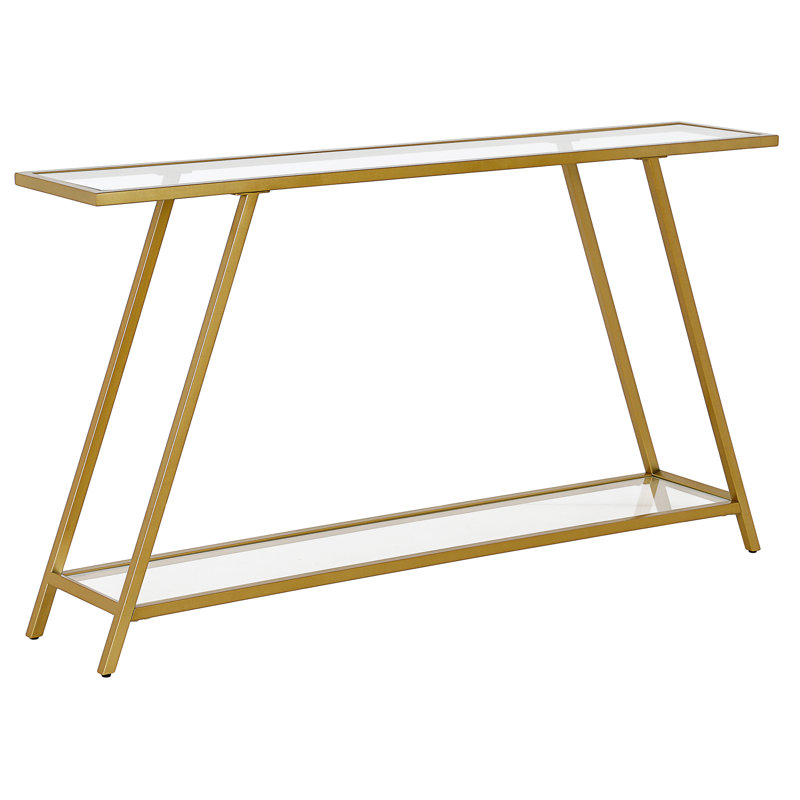132.08cm Glass Top Console Table, Gold