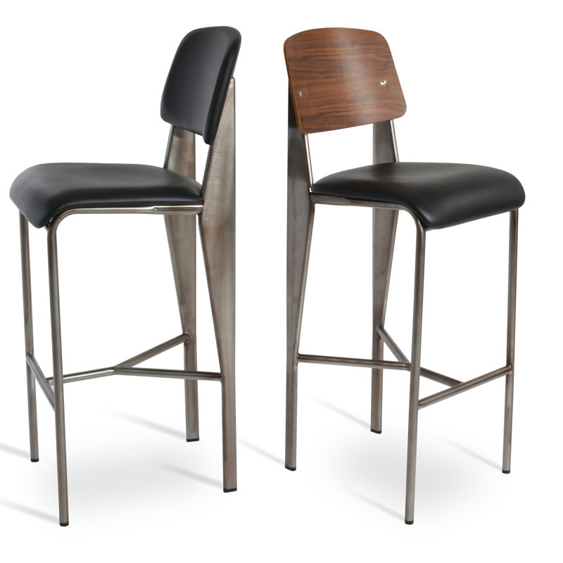 Tabouret de comptoir et de bar Cove, Siège noir / brun / structure bronze, Tabouret de bar (hauteur d'assise de 29,5 po)