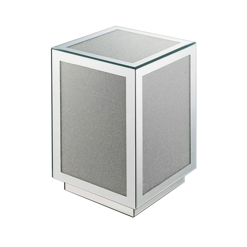 Dedman Glam Square Accent Table with Mirrored Inlay Top and Case-Frame