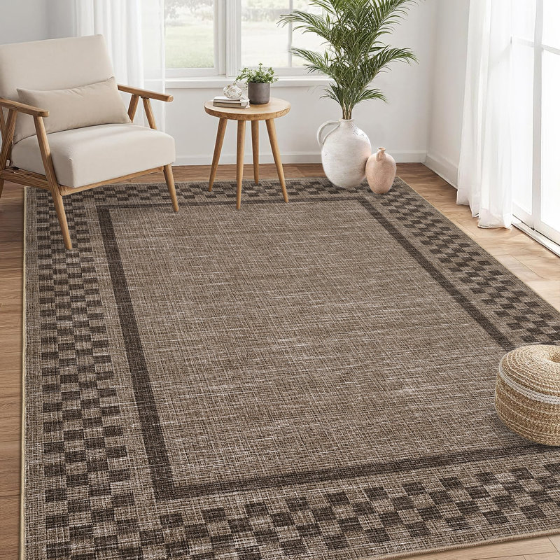 Tapis moderne lavable à la machine pour le salon, Rectangle 5 pi x 7 pi