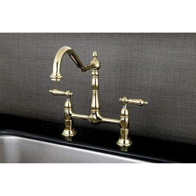 Kingston Brass Heritage Two-Handle 2-Hole Deck Mount Bridge Kitchen Faucet