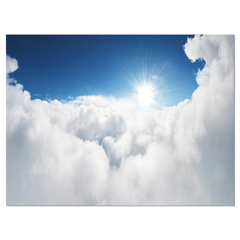 Blue Sky and Sun Over Clouds Landscape Canvas Art, 40x20"