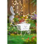 Boîte à fleurs brouette vieillie de 4 pouces de largeur avec pattes brisées blanches pour décor avec fausses fleurs et petits outils