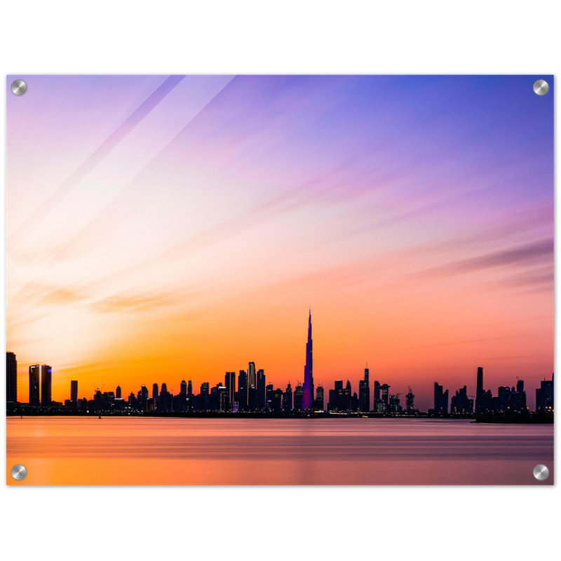 Impression sur toile de fond de la ville de Dubaï, art mural de la ville moderne, affiche de la toile de fond de la ville moderne de Burj Khalifa