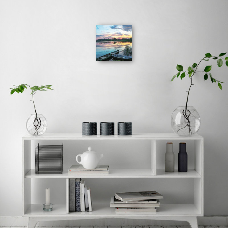 Lakeside Sunset Wrapped Canvas Art Print - 20" x 20"
