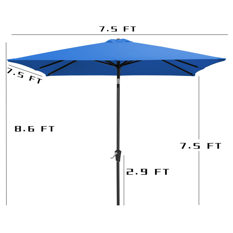 Parasol carré 7,5 x 7,5 pi, Bleu