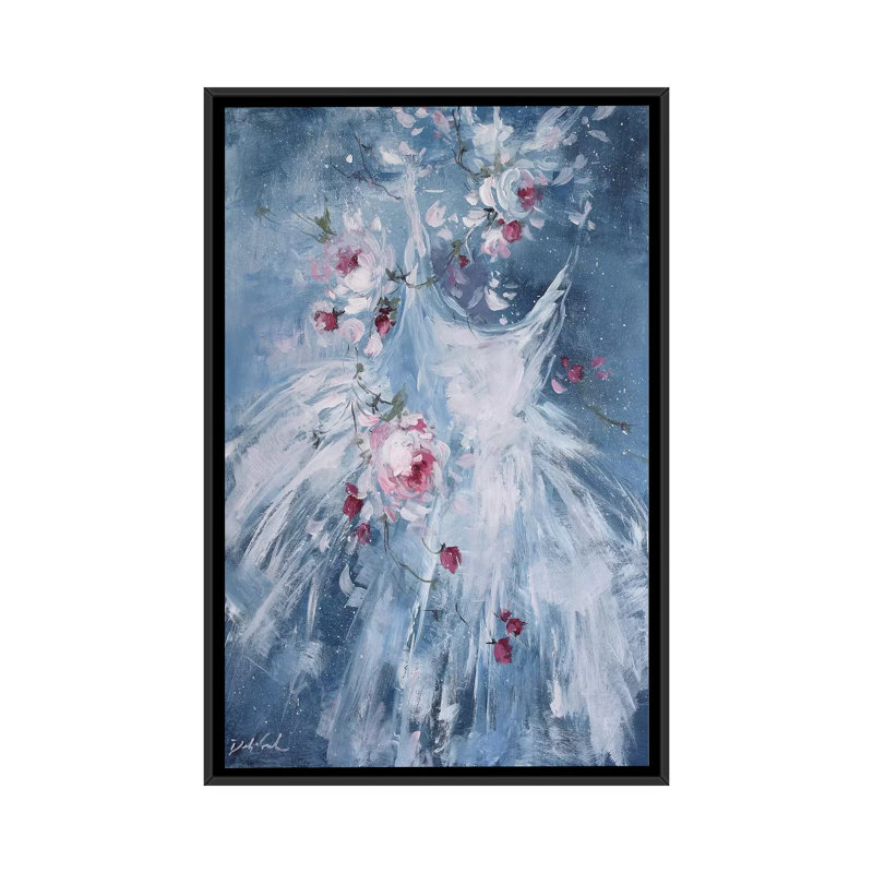 «In Blue» par Debi Coules, impression sur toile tendue, H 26 po x l 18 po x P 1,5 po, Toile avec cadre noir, Pas de tapis