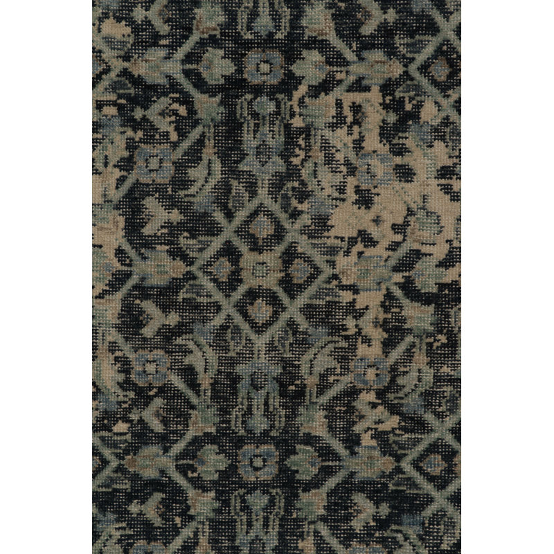 Distressed Homage Hand Knotted Wool Geometric Area Rug, Runner 3' x 8'