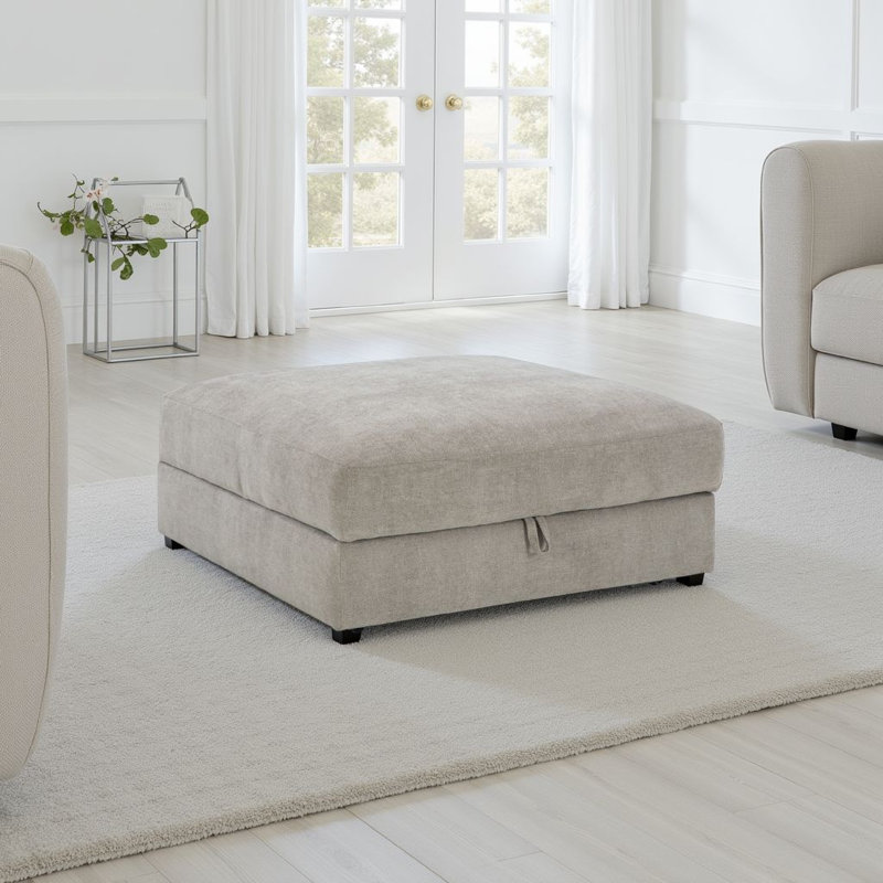 Repose-pieds Asla avec rangement, roues verrouillables, polyester gris 40 po