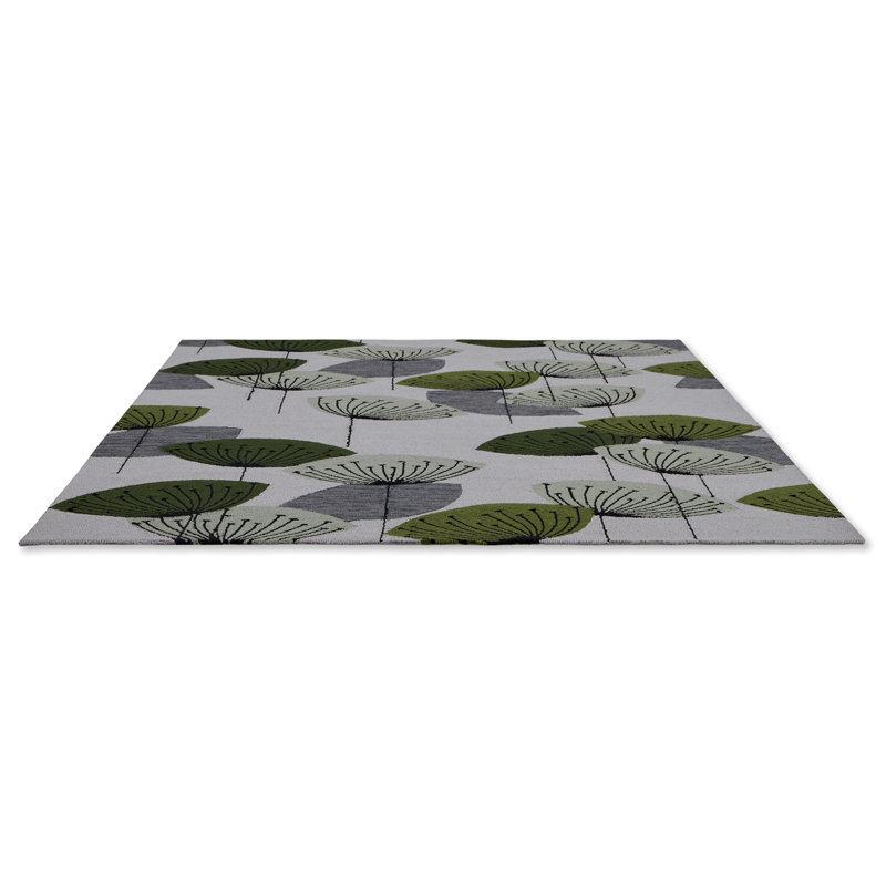 Floral Area Rug in Green/Gray/White, Rectangle 8'2" x 11'6"