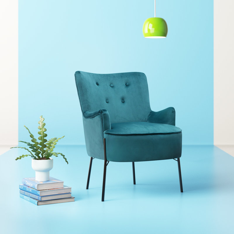 Fauteuil capitonné de 24,8 cm de largeur Adular, bleu