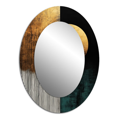 Golden Dark Moon Boundless Reverie - Modern Oval Wall Mirror