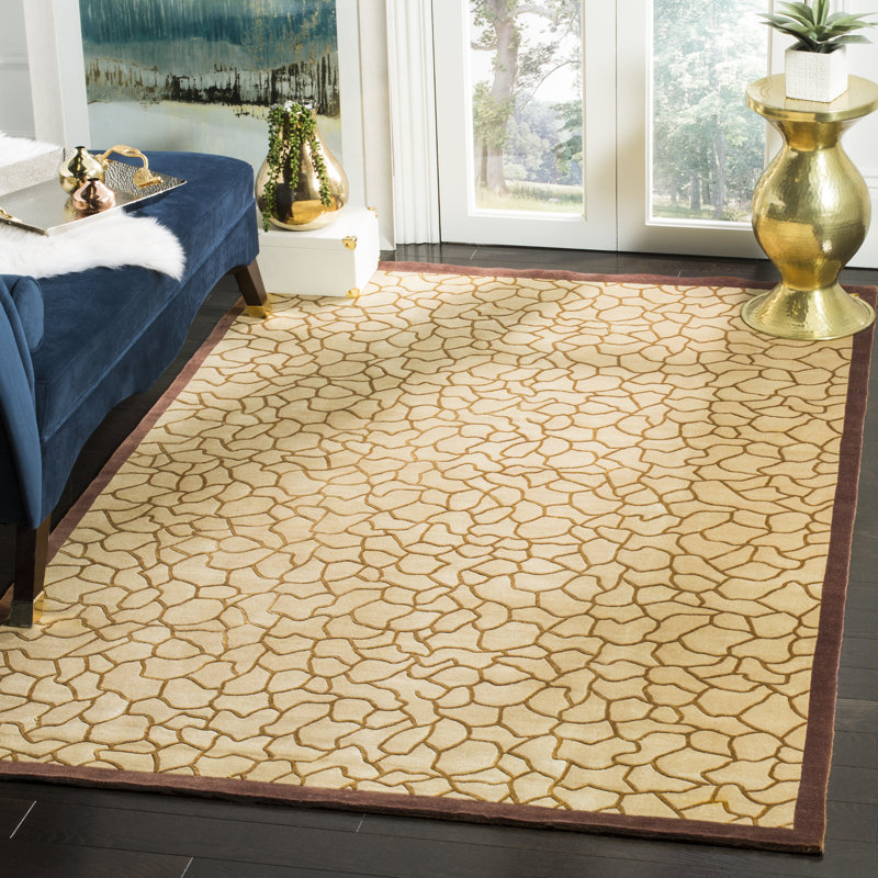 Borrego Hand-Knotted Wool/Silk Gold Area Rug, Rectangle 8' x 10'