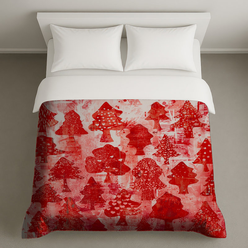 Housses de couette Red Christmas Trees, Grand lit