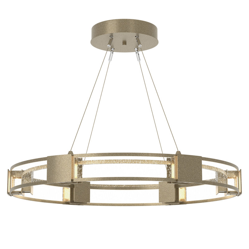 Aura Glass Ring Chandelier, Soft Gold, Seeded Clear Glass