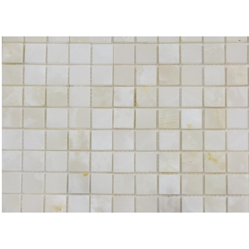 1" x 1" Natural Stone Mosaic Tile, White