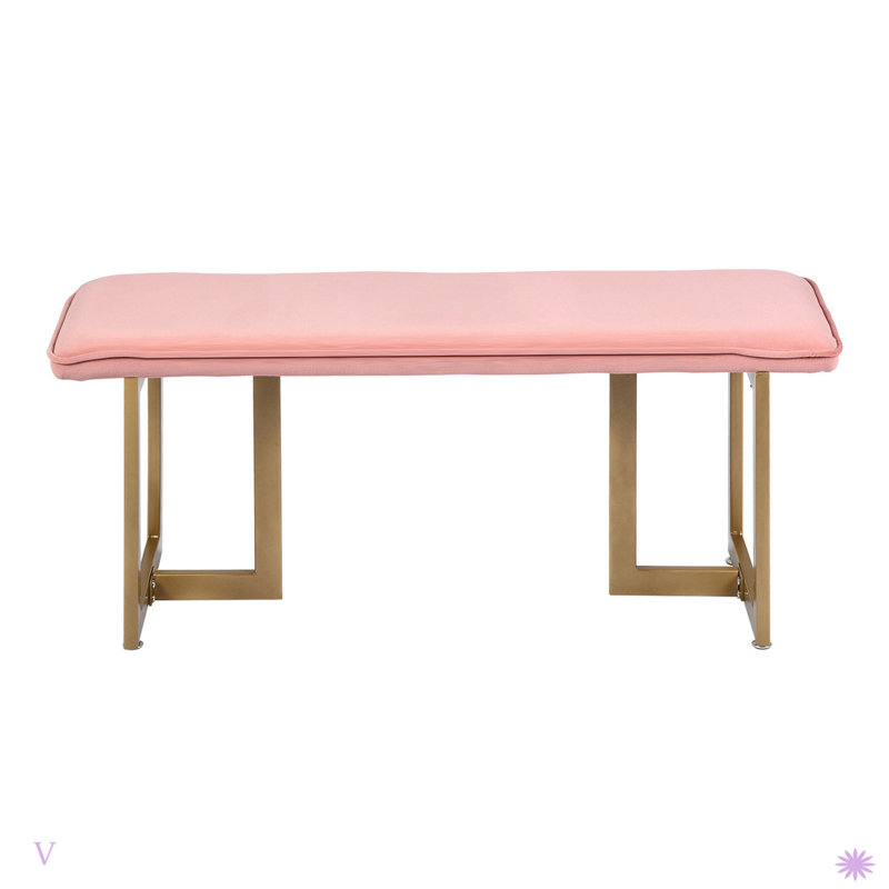 Ensemble de 1 banc rembourré en velours, Rose