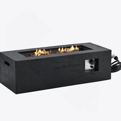 Outdoor Rectangular Propane Fire Pit 40000 BTU,41.9''MGO Patio Heater With Stainless Steel Burner And Free Lava Rocks,Waterproof Cover,Suitable For Courtyard,Lawn,Patios, Decks,Swimming Pool