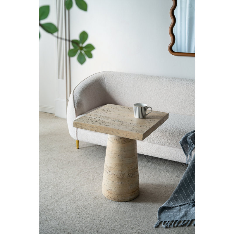 Table d'appoint carrée à piédestal crème