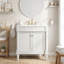 Meuble-lavabo de 18 po de style français avec lavabo en céramique, charnières à fermeture douce et tablette de rangement réglable pour les petites salles de bain-130829622-131135390