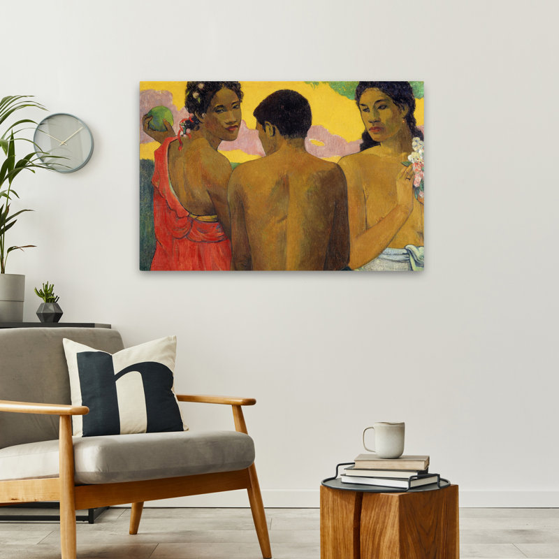 Trois tahitiens - musée post-impressionniste, H 24 po x l 36 po
