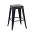 Tabourets de bar en métal sans dossier (lot de 2), hauteur de comptoir 61 cm, noir mat, indéformables, montage rapide, outil noir inclus pour la cuisine.